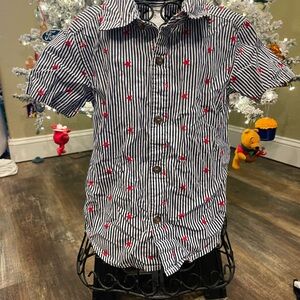 Carter's Navy Striped Shirt with Red Stars